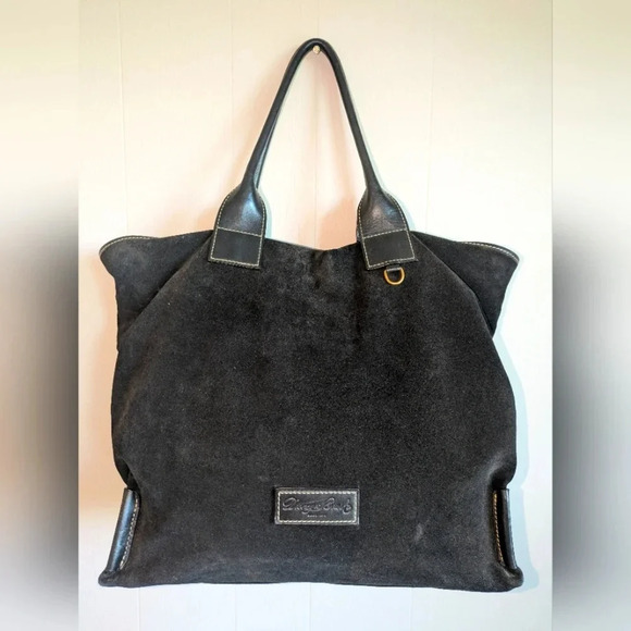 Dooney & Bourke Bella Shopper Tote Black Suede Large Shoulder Bag - Picture 1 of 16